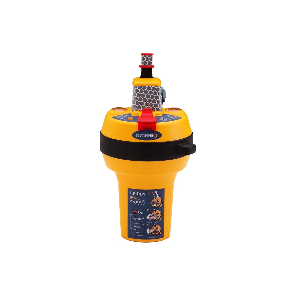Ocean Signal rescueME EPIRB1 (406 MHz Cospas-Sarsat EPIRB, 66-channel GPS, manual deploy, retractable antenna, marketed as the smallest EPIRB for boating, registered to the vessel, ASIN B00T0UQ05K)