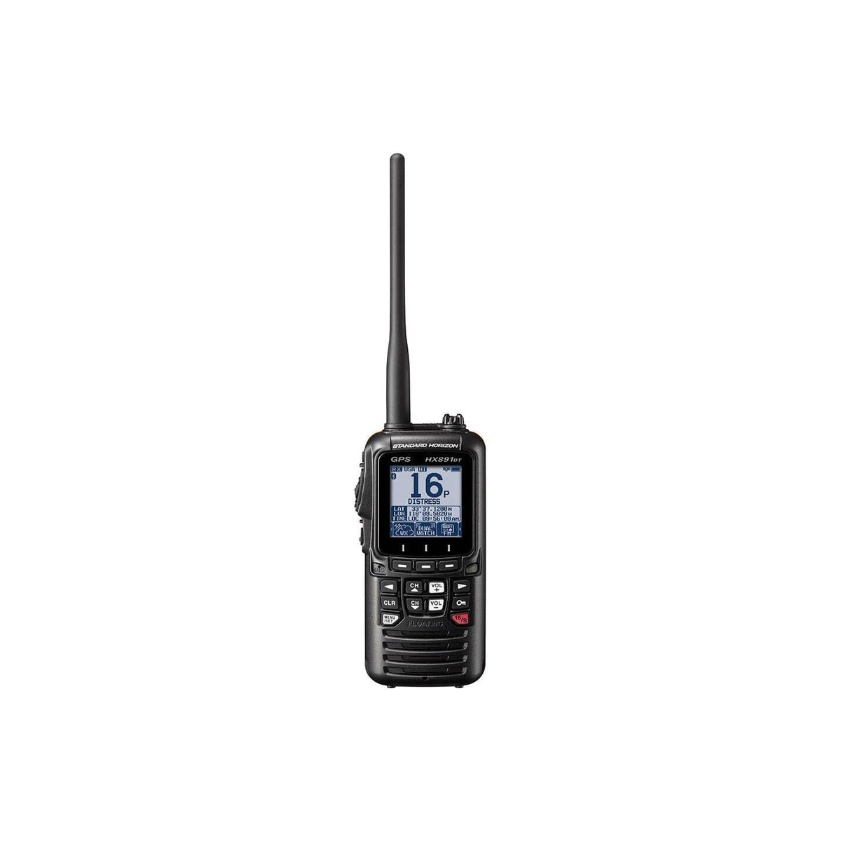 Standard Horizon HX891 BT (floating 6W handheld marine VHF, built-in 66-channel WAAS GPS, Class H DSC, water-activated white strobe that fires even when the radio is off, FM broadcast receiver, alkaline emergency battery tray included, NMEA 0183 GPS output, Bluetooth for the optional SSM-BT20 headset sold separately, IPX8 submersible to 1 meter for 30 minutes, 3-year waterproof warranty, ASIN B0D932SHN7)