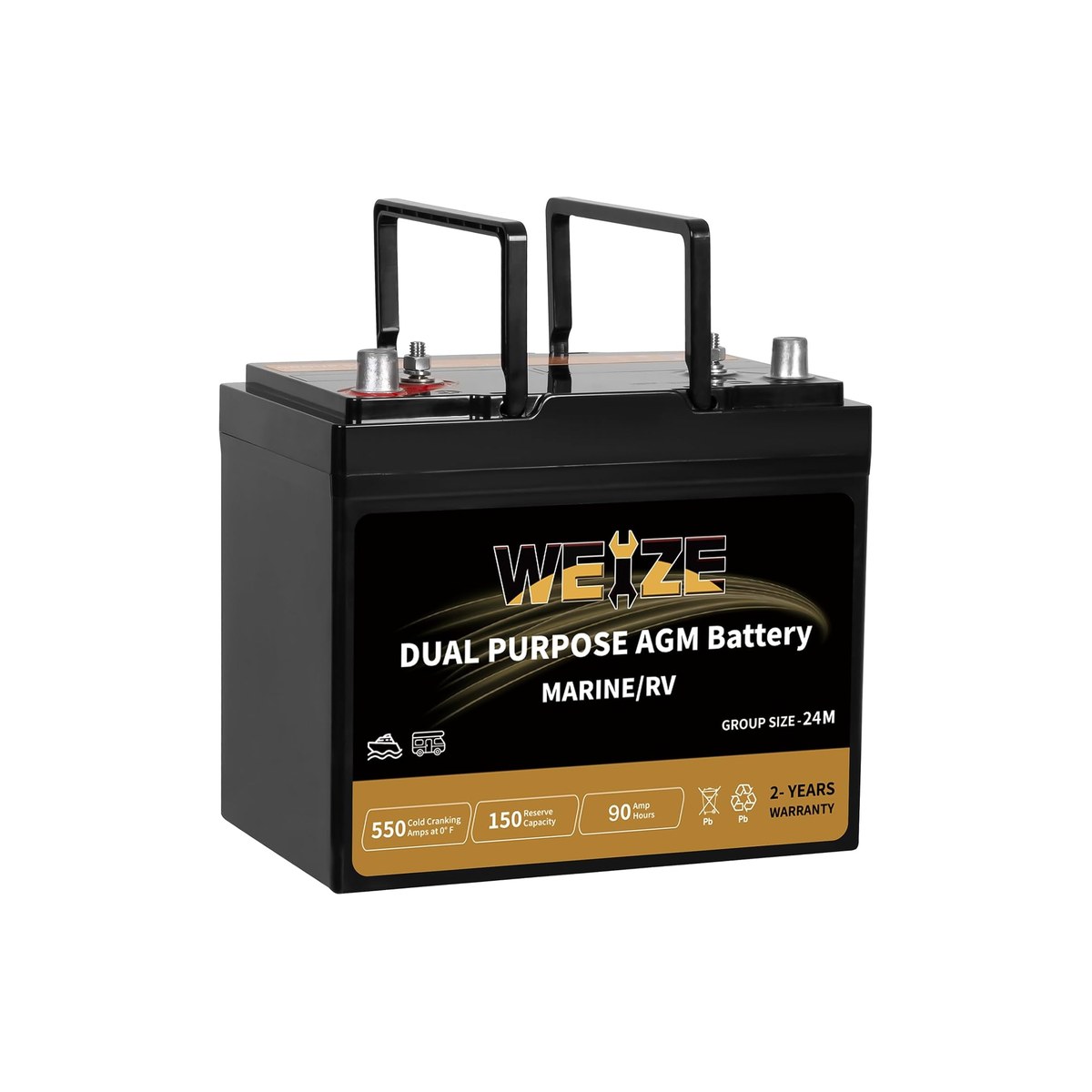 WEIZE Dual Purpose Group 24M AGM (the compact Group 24 dual purpose for pontoon and small-boat owners on a budget)