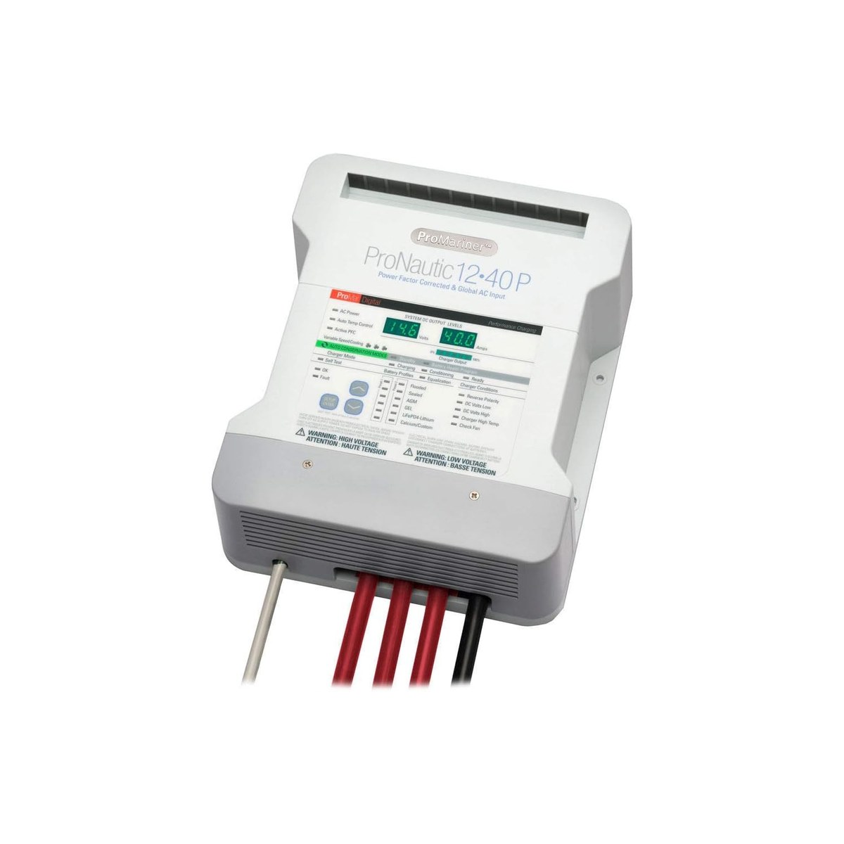 ProMariner ProNautic 1240P 12V 40A 3-Bank Battery Charger (Model 63140, the ProNauticP Series 40-amp 3-bank for full electrical refit)