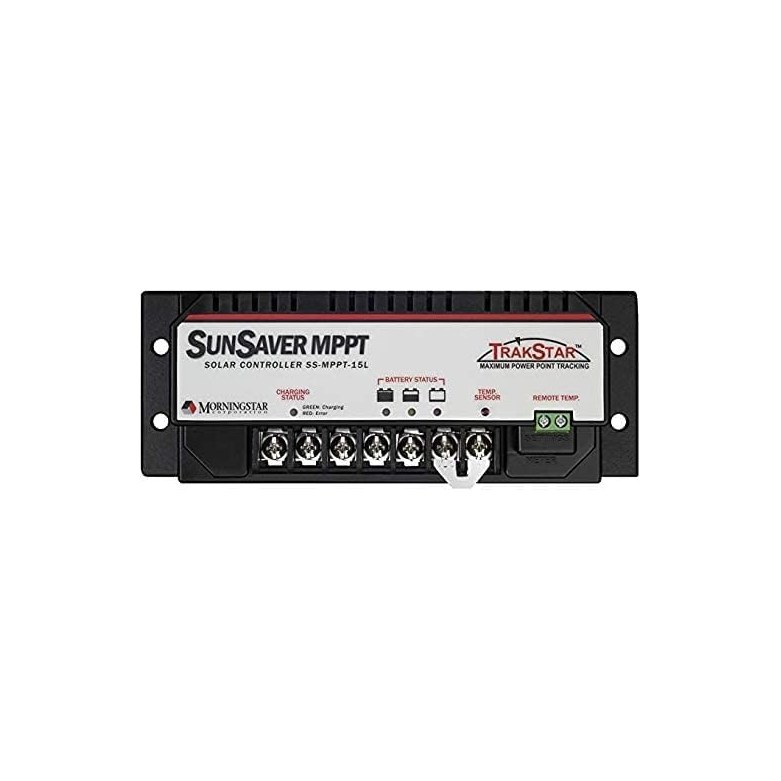 Morningstar SunSaver MPPT SS-MPPT-15L (15A charge current, epoxy-encapsulated PCB, IP10 indoor enclosure, marine-rated terminals, FCC Class B certified, UL/CSA C1D2 HazLoc-rated, 5-year warranty, Designed in USA, ASIN B008H64TBU)