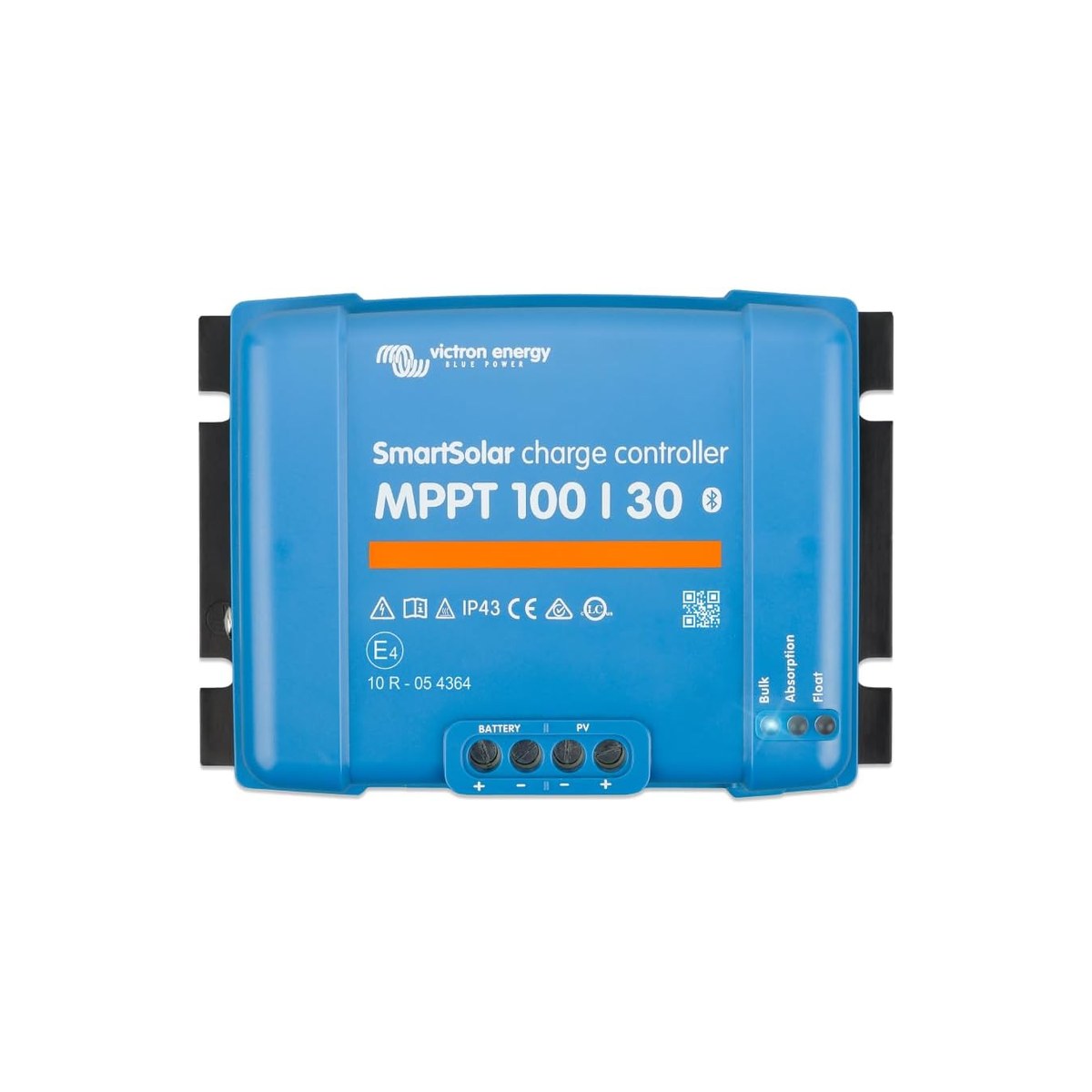 Victron SmartSolar MPPT 100/30 (100V PV input, 30A charge current, integrated Bluetooth via VictronConnect, 5-year warranty, ASIN B073ZJ3L13)