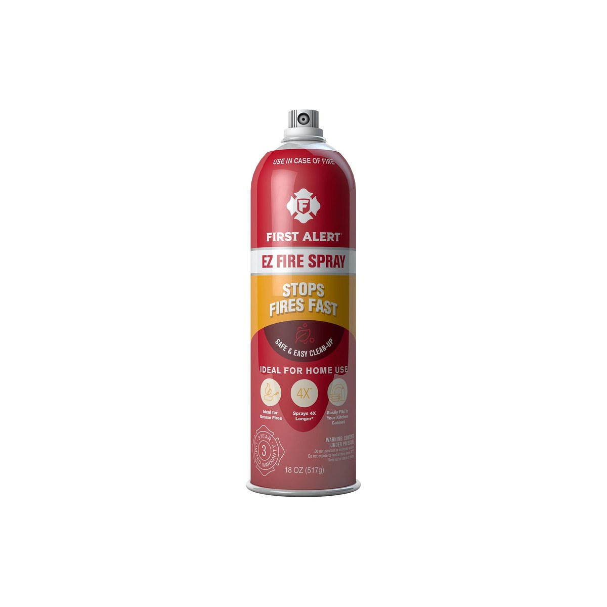 First Alert EZ Fire Spray AF400, 18-Ounce Extinguishing Aerosol for Grease and Small Fires (supplement only, not UL-rated, ASIN B001229JCU)