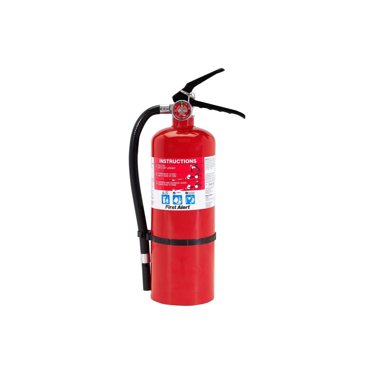 First Alert PRO5 Rechargeable Heavy Duty Fire Extinguisher, UL Rated 3-A:40-B:C, Commercial-Grade Metal Valve, Mounting Bracket Included (ASIN B000M2QR8U)