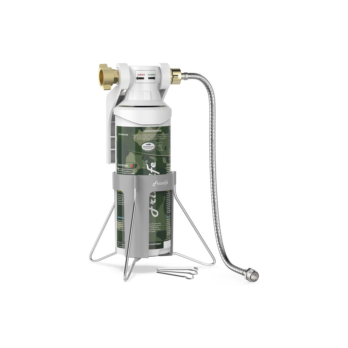 Frizzlife MV99 RV Inline Water Filter, 0.5 Micron Carbon Block, IAPMO R&T Listed to NSF/ANSI 42 and 53, Replaceable FZ-2 Cartridge (ASIN B08PCJNPHR)