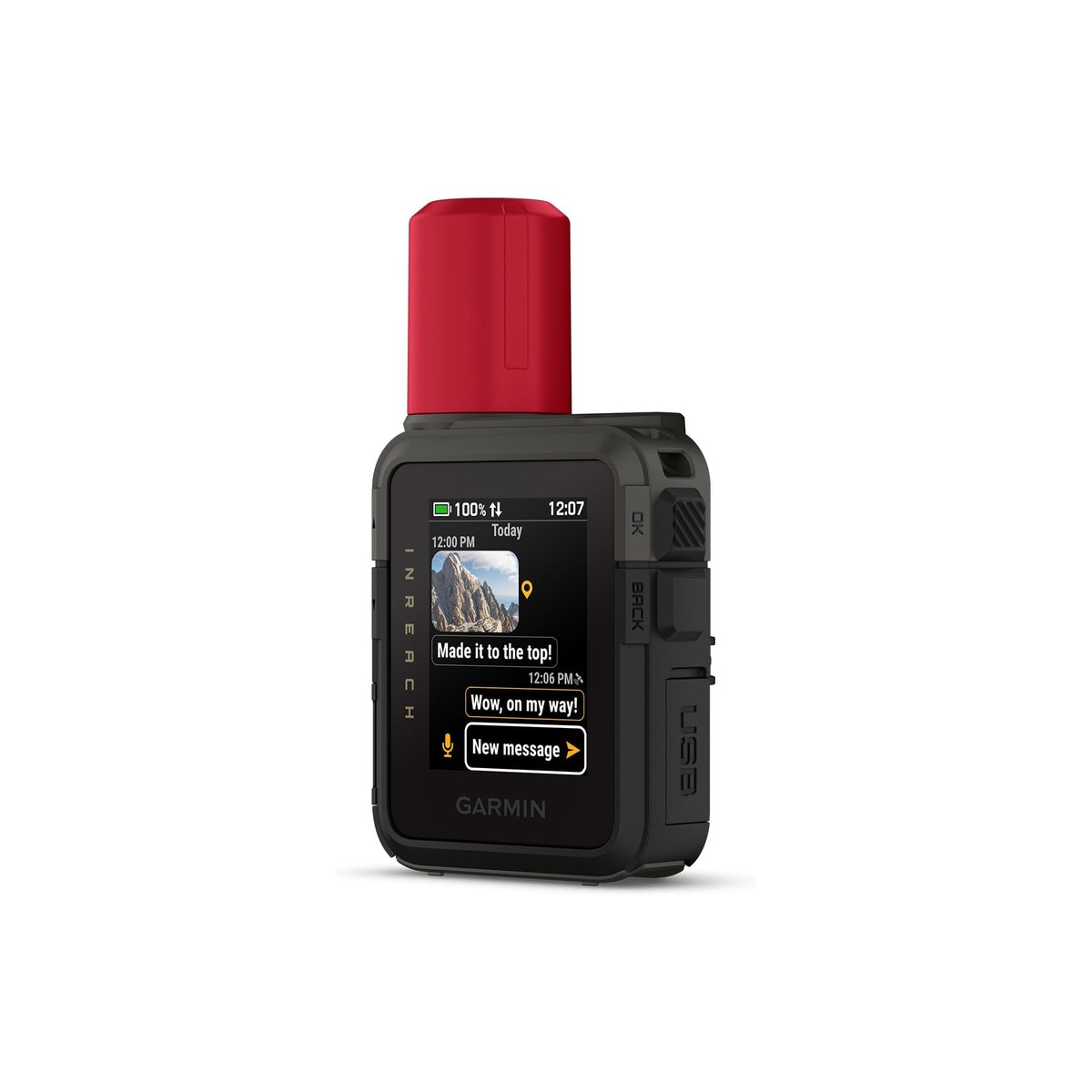 Garmin inReach Mini 3 Plus (Iridium two-way satellite communicator, 1.9-inch color touchscreen, on-device message composition, 30-second voice notes and photo sharing over the faster Iridium IMT data link, on-device GPS with basemap and TracBack, IP67, 125 g, interactive SOS to Garmin Response, ASIN B0G4RST8LV)