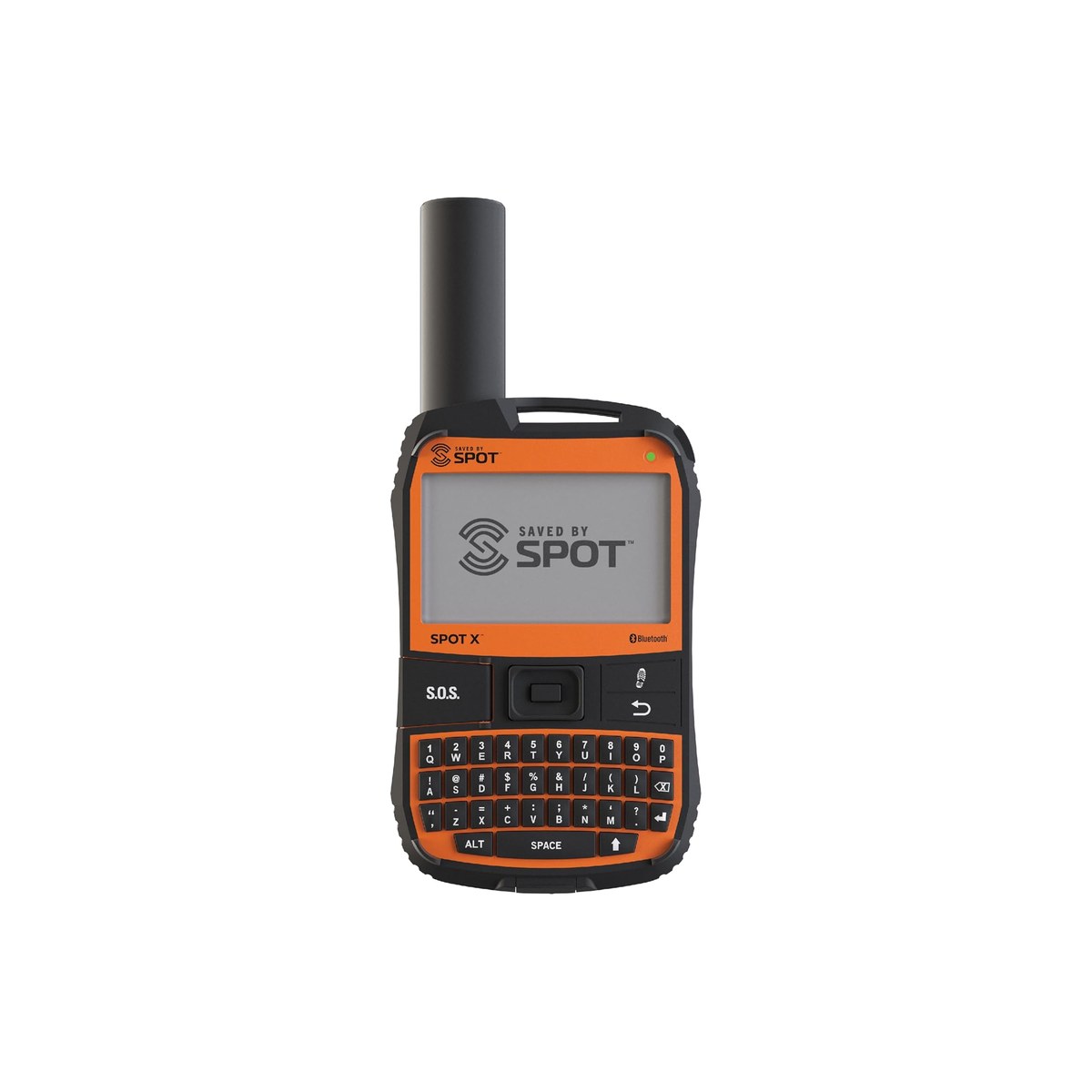 SPOT X with Bluetooth (Globalstar two-way satellite communicator, built-in physical QWERTY keyboard, works without a paired phone, dedicated SPOT phone number, IP67, 198 g, SOS to the Globalstar emergency response center, ASIN B07DYC1PGR)